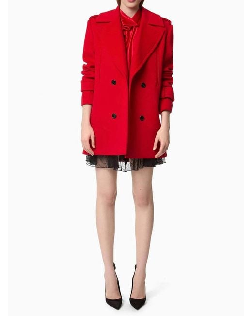 Nina Ricci Red Double-Breasted Peacoat