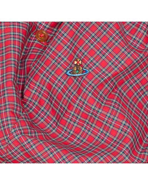 Vivienne Westwood Orb Embroidered Checked Ruched Shirt
