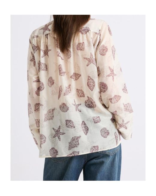 Marella Natural Printed Voile Top