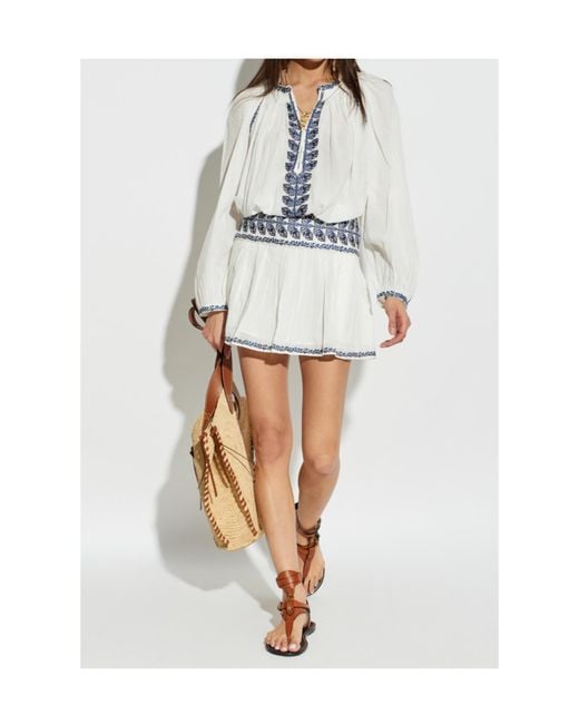 Isabel Marant Blue Isabel Marant Étoile Picadilia Embroidered Skirt