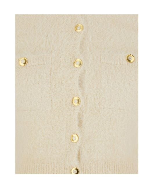 Elisabetta Franchi Natural Jewel Buttons Mini Cardigan