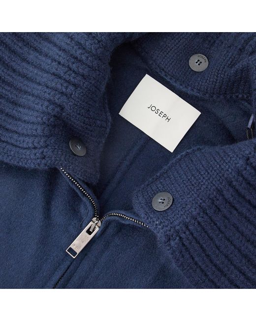 Joseph Blue Zippered Long-Sleeved Knit Cardigan