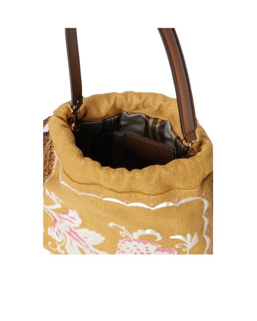 Etro Metallic Kalispera Embroidered Fringe Shoulder Bag