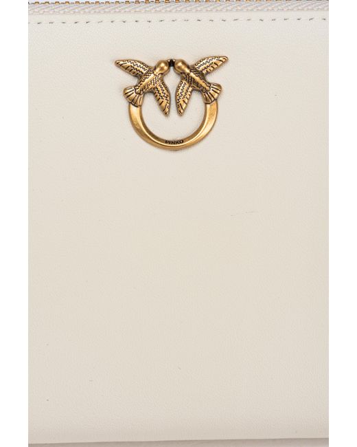 Pinko White Logo-Plaque Zipped Wallet