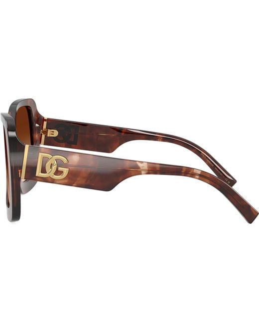 Dolce & Gabbana Brown Geometric-Frame Sunglasses