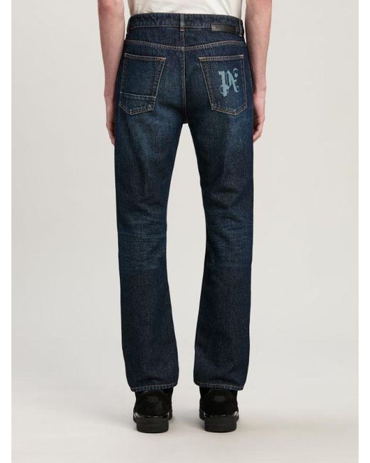 Palm Angels Blue Straight Leg Jeans for men