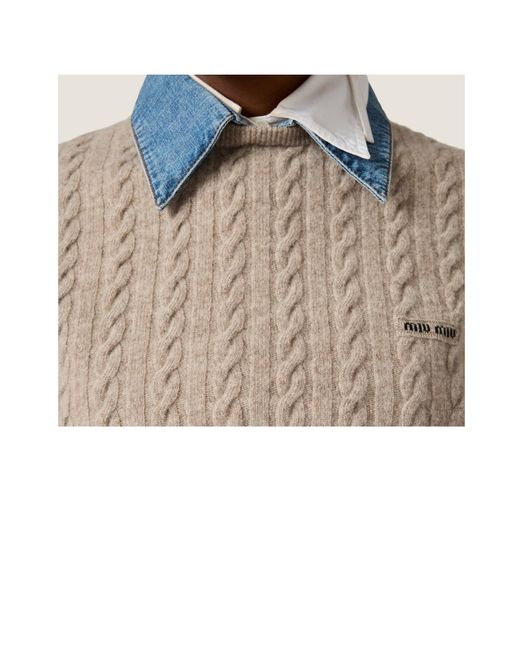 Miu Miu Natural Wool And Cashmere Knit Sweater