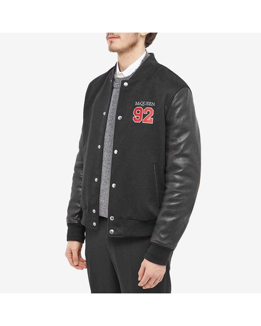 McQueen Black Logo Embroidered Buttoned Jacket for men