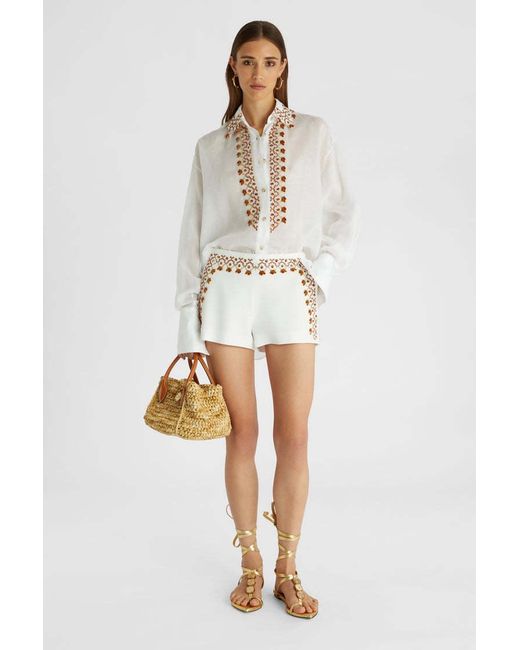 Ermanno Scervino White Embroidered-Detail Mini Shorts