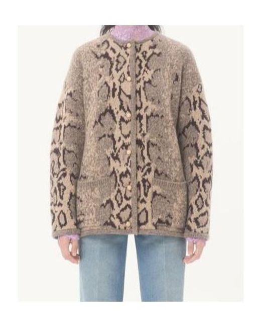 Valentino Natural Button-Up Crewneck Cardigan