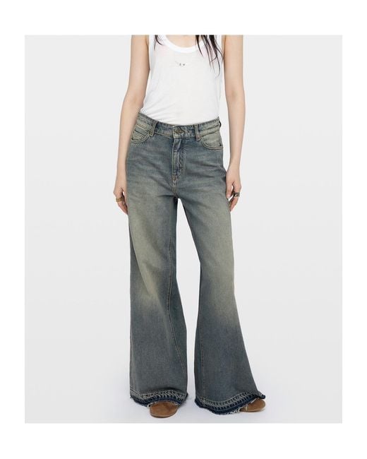 Zadig & Voltaire Gray Frayed Denim Jeans