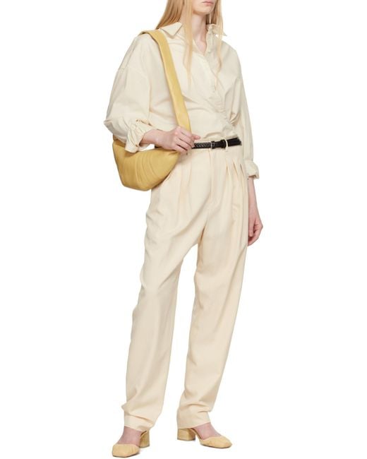 Lemaire White Pleated Wide-Leg Pants