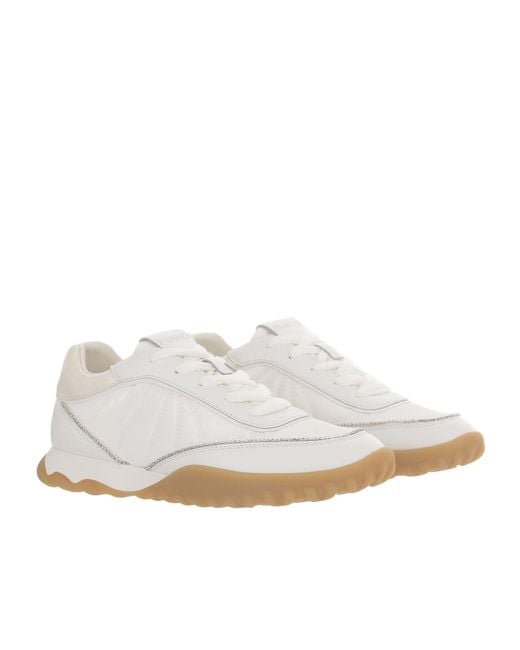 Pinko White Crystal-Embellished Leather Sneakers