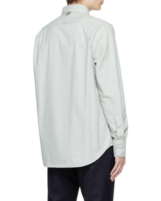 Thom Browne White Flannel-Bar Straight Fit Shirt for men