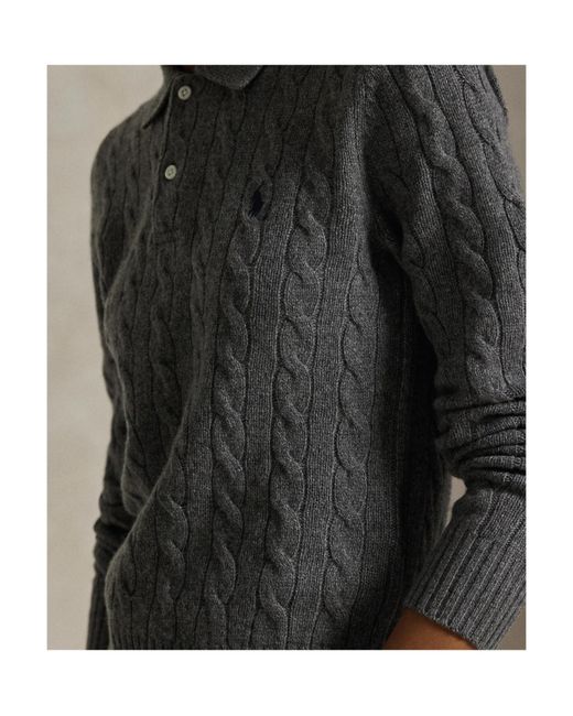 Polo Ralph Lauren Gray Logo Embroidered Knitted Polo Shirt