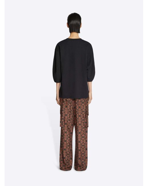 Dries Van Noten Brown Pattern Printed Satin Cargo Pants
