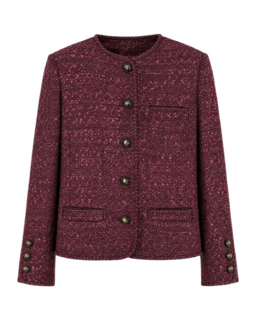Etro Purple Roundneck Cropped Jacket