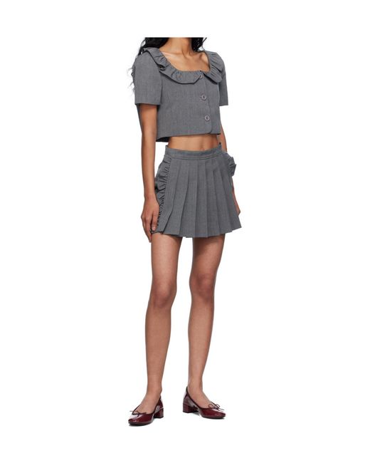 Pushbutton Blue Pleated Apron Shorts