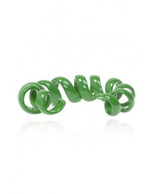 Bottega Veneta Green Coiled Open-Cuff Bracelet