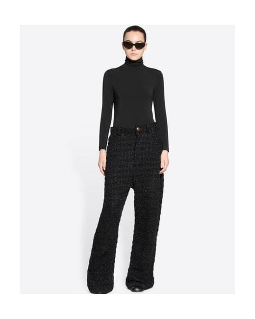 Balenciaga Black Tweed Metallic Thread Trousers