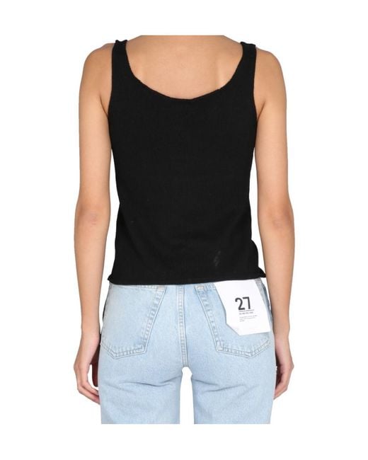 Aspesi Black Scoop-Neck Knitted Top
