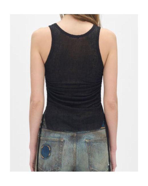 Ann Demeulemeester Black Mara Wrinkled Cropped Tank Top