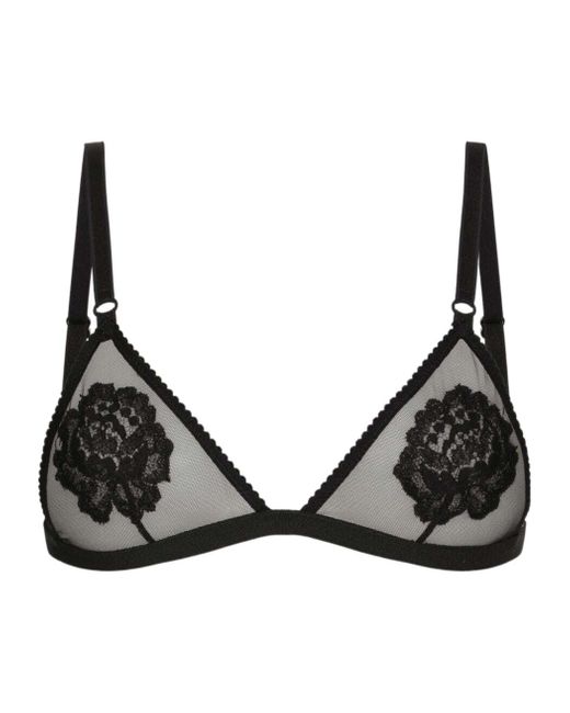 Dolce & Gabbana Black Triangle Cup Lace Bra