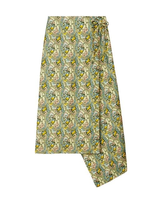 Tory Burch Green Printed Asymmetric Skirt