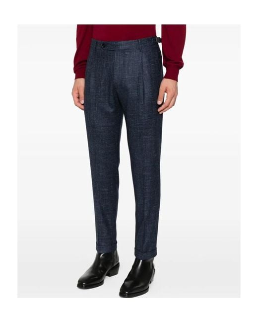Berwich Blue Retrotd Relaxed Fit Pants for men