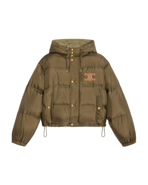 Céline Green Cropped Triomphe Down Jacket