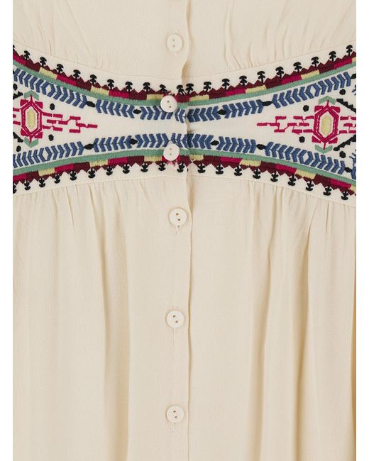 Ba&sh Natural Tina Embroidered Midi Dress