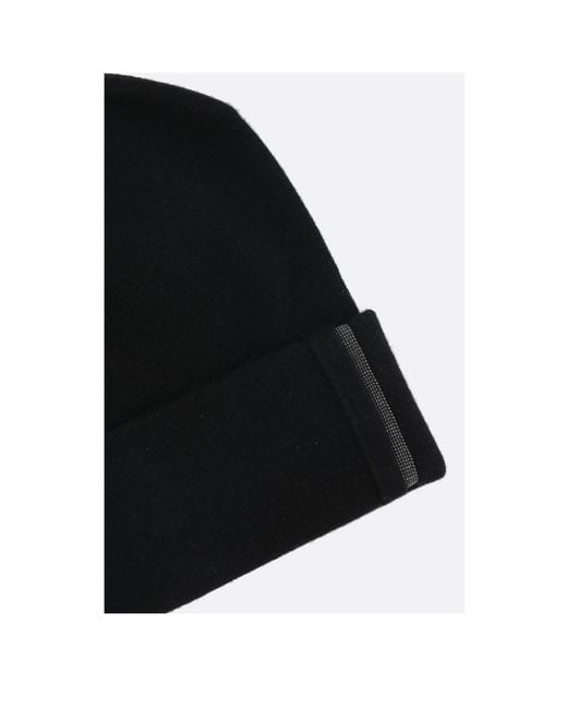 Brunello Cucinelli Gray Turn-Up Hem Knitted Beanie