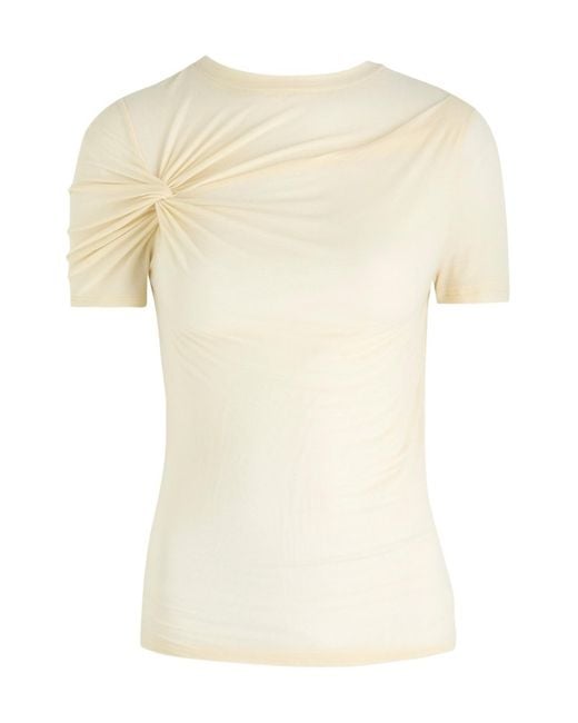 Agolde White Pleated Detail T-Shirt