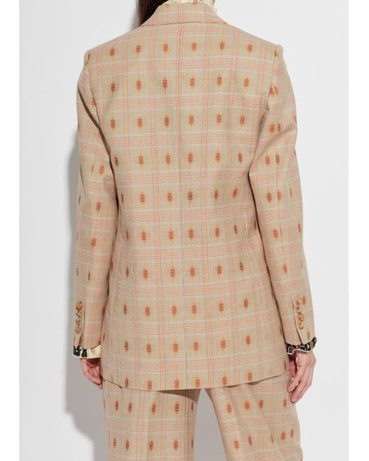 Etro Natural Checked Double-Breasted Blazer