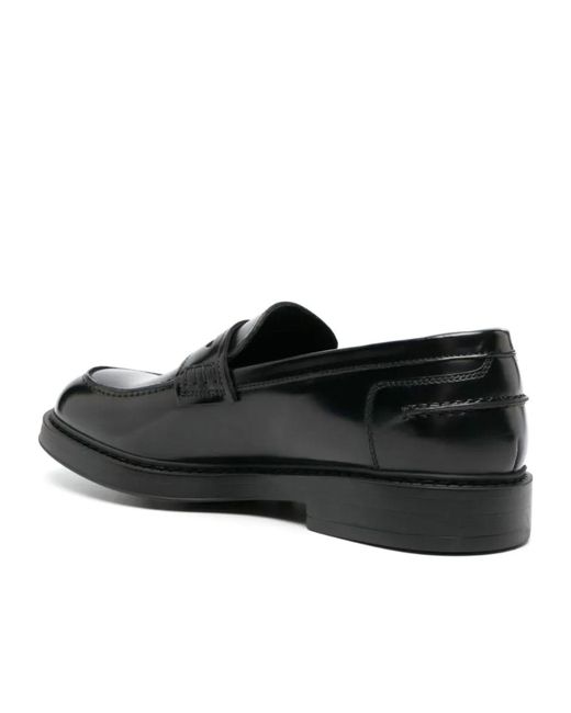 Doucal's Black High-Shine Slip-On Loafers for men