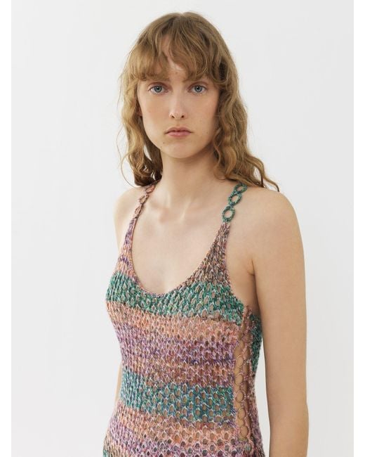 Chloé Gray Chloé Striped Sleeveless Knit Dress