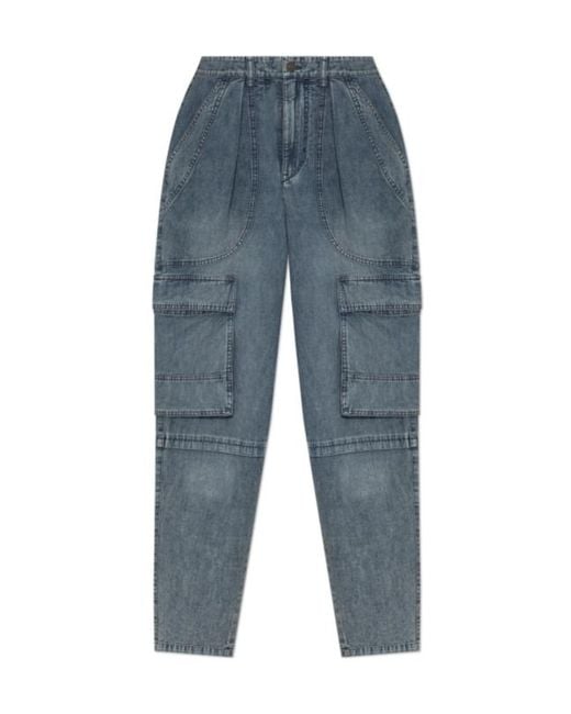 Isabel Marant Blue Isabel Marant Étoile Logo-Patch Denim Cargo Jeans