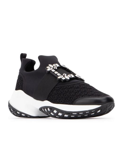 Roger Vivier Black Viv' Run Buckle Sneakers