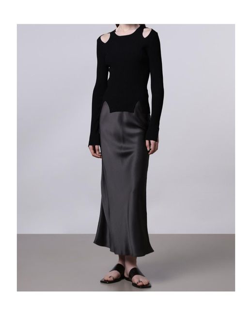 Roberto Collina Black Cut-Out Ribbed-Knit Top