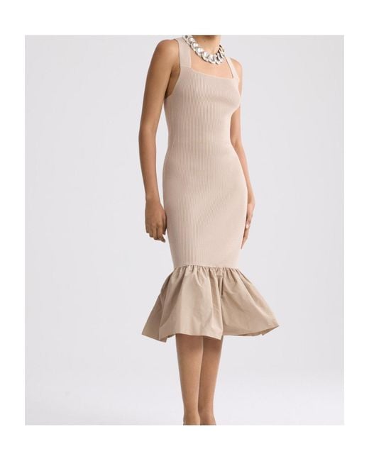 Patou Natural Ruffled Hem Knitted Dress