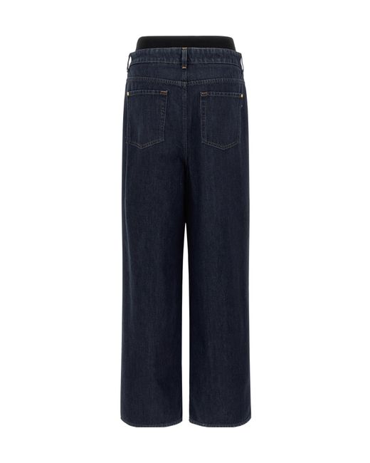 7 For All Mankind Blue Banded Slouchy Wide-Leg Jeans