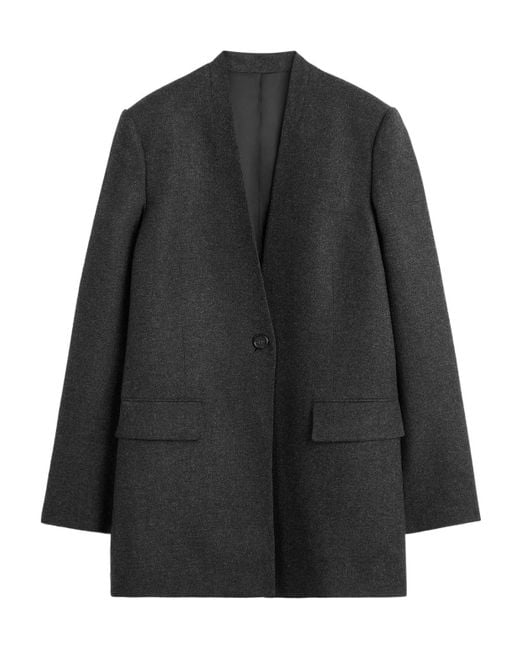 Totême Black Totme Single-Buttoned V-Neck Cape Blazer