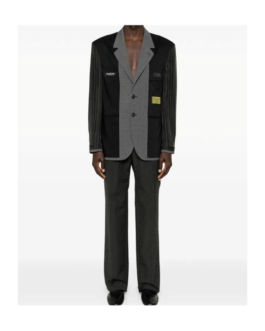MM6 by Maison Margiela Black Pinstripe Panelled Blazer for men
