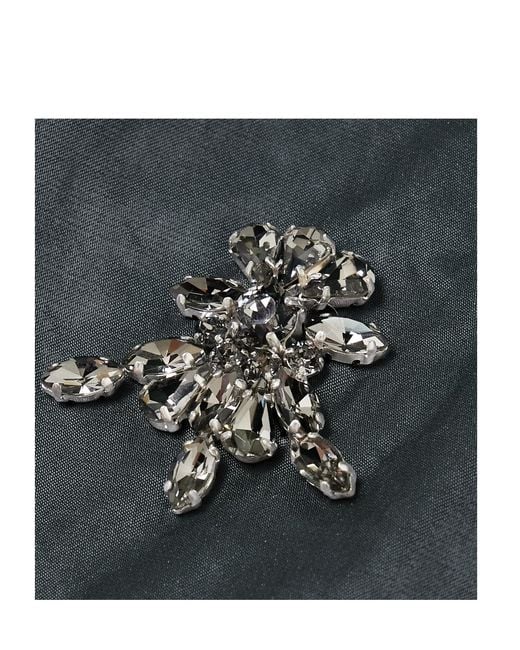 Huishan Zhang Black Antoine Crystal-Embellished Crinkled Satin-Twill Blazer
