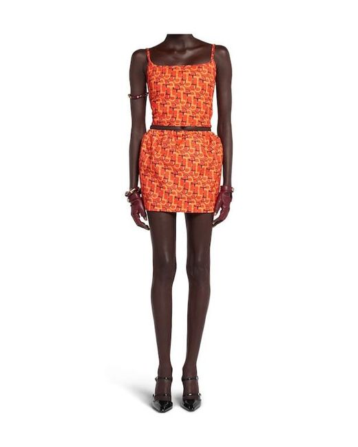 Gucci Red Horsebit Printed Mini Skirt