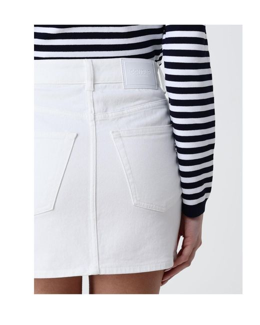 Dondup White Straight Hem Mini Denim Skirt
