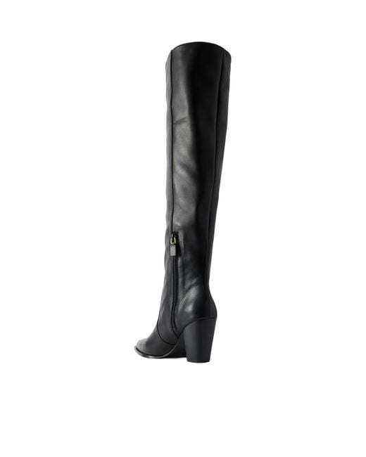 Stuart Weitzman Black Solid-Color Leather Knee Boots