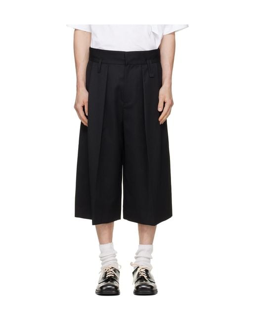 Simone Rocha Black Wool Blend Wide-Leg Shorts for men