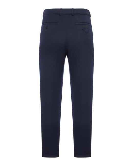 Prada Blue Logo Detailed Tapered Leg Trousers for men