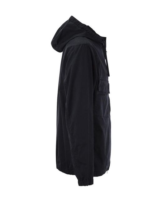 Stone Island Black Logo Patch Hooded Jacket for men